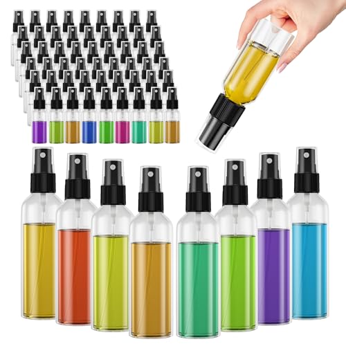 EVANCENT 50Pack 4oz Spray Bottles Plastic, 120ml Small Spray Bottle Bulk Black Fine Mist Sprayer, Portable Empty Refillable Containers Cosmetic Bottles for Plants, Cleaning, Misting & Skin Care