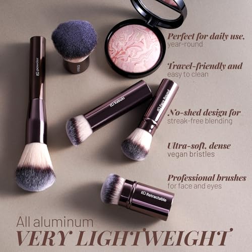 BS-MALL Makeup Brushes Kit ? Professional Makeup Tools with Travel Case, Includes Foundation, Powder, Concealer, Lip & Eyeshadow Brushes for Daily Use & Versatile Occasions (Metallic Brown)