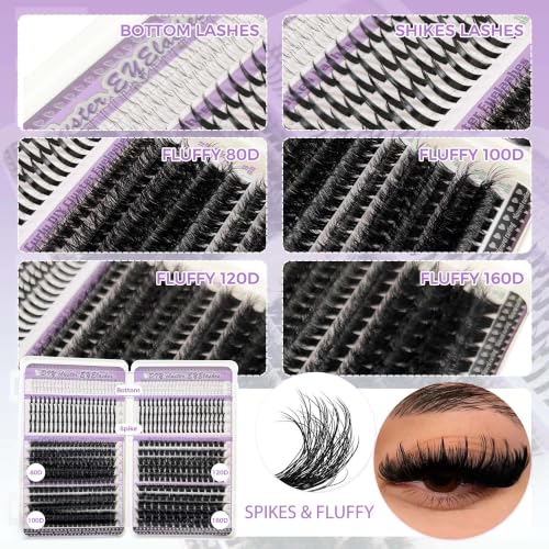 Lash Clusters Kit 15 Styles Fluffy Eyelash Extension with Makeup Tools - Variation of THIS listing: Kit-30D-160D