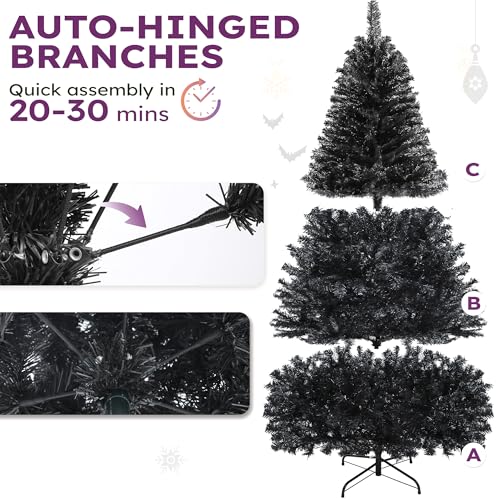 YITAHOME 6ft Prelit Black Christmas Tree with Remote Control, Festive & Eerie Atmosphere