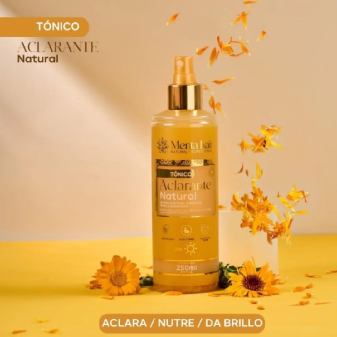 Isarena Beautyline´s Tonico capilar Aclarante rubios y castaños Menta Hair - Vegan Natural Extracts - curcuma, azafran miel- Lotion Chamomile Hair Lightener – No Ammonia or Parabens 250ml