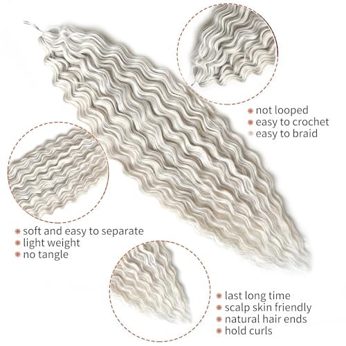 Ocean Wave Crochet Hair Extensions - Loose Wavy Braiding Hair 22 Inch 56C - 3 Pack