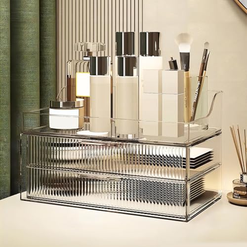 Large Capacity Makeup Organizer with Drawers & Storage Box for Cosmetics Jewelry Perfume
