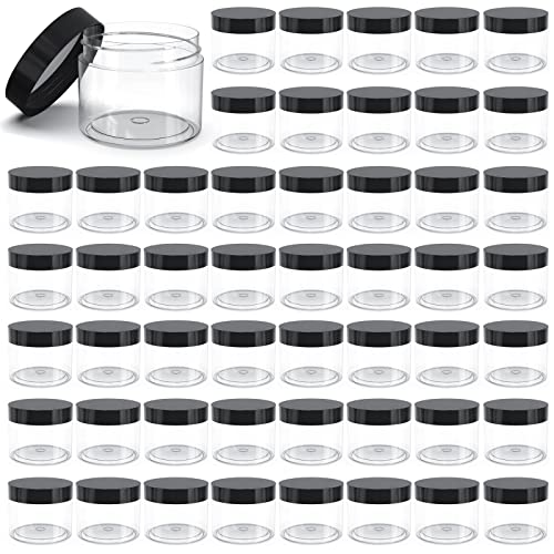 4 oz Plastic Jars with Lids - Clear Cosmetic Storage Containers - 50 Pieces