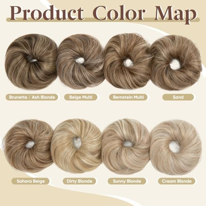 CJL HAIR 2PCs Small Cute Messy Bun Hair Piece for Thin Hair Women Mini Synthetic Curly Bun Scrunchies Updo Hairpieces Cream Blonde