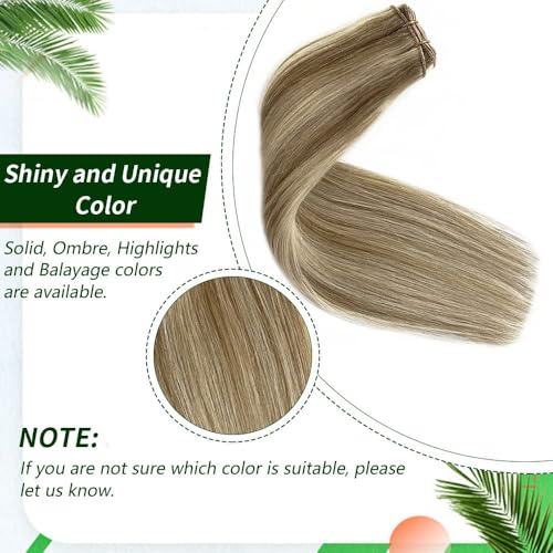 Hair Weft Sew-in Extensions Beige Blonde with Platinum Highlights 22 Inch - Variation #018P60