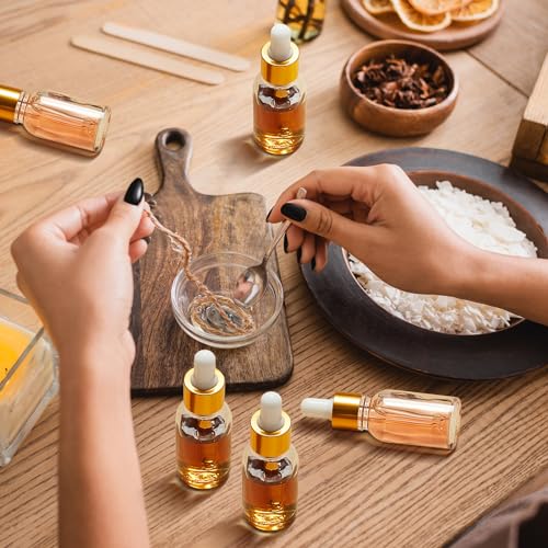 Mini Glass Oil Dropper Bottles Set 15ml Champagne Gold - 200 Pack