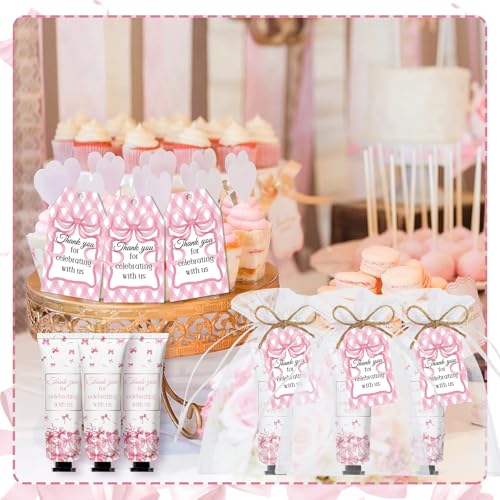 50 Pcs Pink Bow Gifts Hand Cream Bulk for Women,Girls Favors Gifts for Bachelorette Mini Travel Hand Lotion Bulk for Guest Wedding Bridal Engagement Baby Shower Party Stuffers