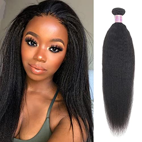 Kinky Straight Human Hair Extensions 12 Inch Natural Black - 1 Bundle