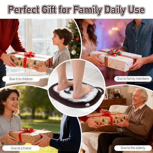 Foot Scrubber Mat in Shower 2 Pack, Silicone Foot Bath Exfloating Feet Cleaner Brush Pad Massager Acupressure Mat Improve Circulation & Reduce Feet Pain for Men Women Kids Children Br&Pk