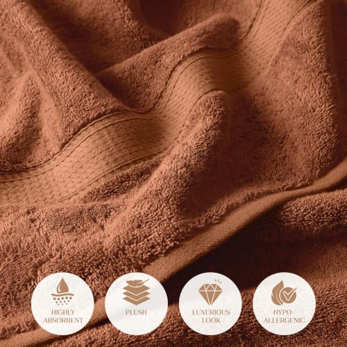 Rust - Superior Egyptian Cotton 6-Piece Towel Set Ultra Plush & Absorbent