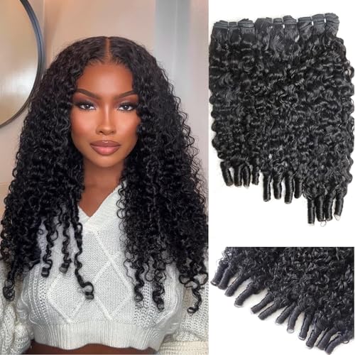 Tmbitto Burmese Curly Human Hair Bundles 16 Inch Natural Black 3C4A Spiral Weave
