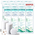 Premium Cotton Rounds for Face, 800 Count Makeup Remover Pads,100% Pure & Natural Facial Cleansing Round Pads for Makeup Removal, Nail Polish Remover (Green-8PCS)