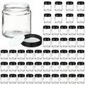 48 Pcs 4 oz Clear Glass Jars with Black Lids Leakproof Round Airtight Jars Empty Cosmetic Jars with Inner Liners Lid for Candle Making Storing Lotions Spice Powder Liquid Sample Makeup (Black,clear)