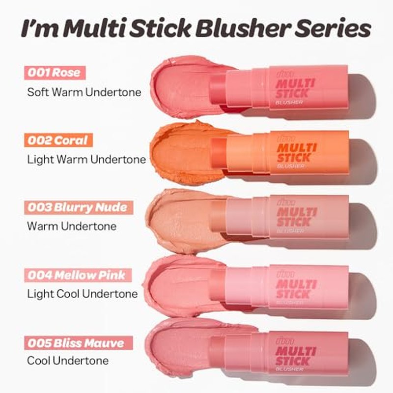 I'M MEME Blusher - I'm Multi Stick 005 Bliss Mauve | Easy Blendable Cream Blush for Natural Look, Multi Blush Stick for Cheek Tint, Face Contour Makeup, and Face Blush, Suitable All Ages, Cute Stuff