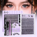 B&Q Manga Lash Clusters Kit 8-18mm California Sunset Lash Clusters 0.2mm Ultra-Thin Band Eyelash Extension Kit Spike Eyelash Clusters Waterproof DIY Lash for Beginners at Home(KIT-Anime 01)