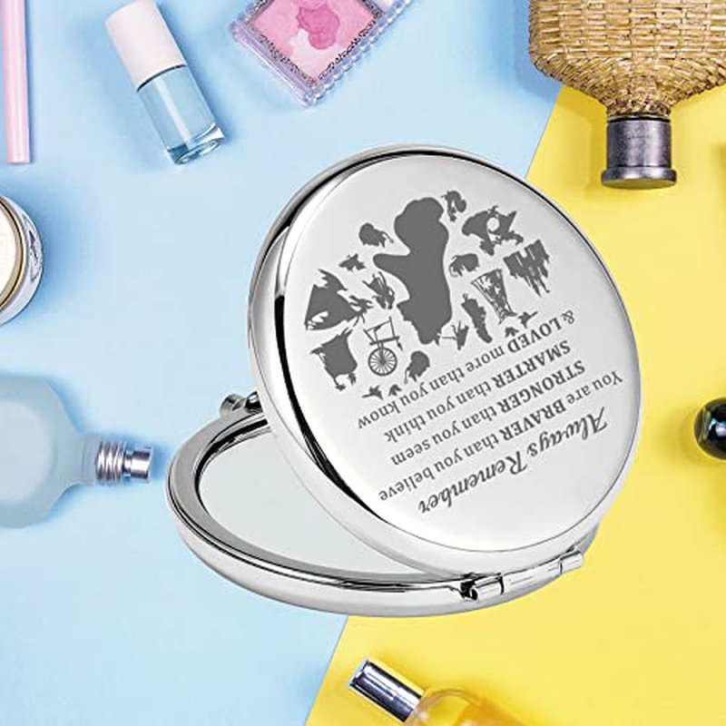 KEYCHIN Sleeping Princess Pocket Mirror Aurora Princess Fans Gifts You are Braver Stronger Smarter Than You Think Compact Makeup Mirror for Women Girls Teenagers (Sleeping Princess Mirror-S)