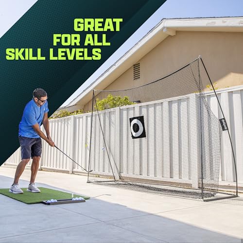 Standard 10x7 ft Golf Practice Net - Black Personal Driving Range for Indoor & Outdoor Use