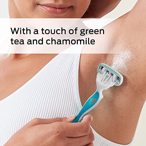 Disposable Razor for Women - Schick Hydro Silk Sensitive 5-Blade, Green & White, 9 Count