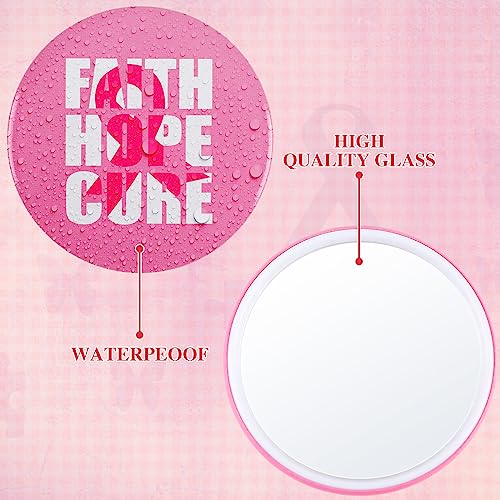 Soaoo 60Pcs Breast Cancer Awareness Pocket Mirrors Pink Ribbon – Compact 2.68in