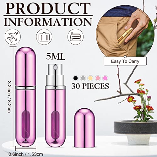 Remerry 30 Pcs 5ml Refillable Perfume Atomizer Mini Refillable Spray Bottle with 10 Refill Dispenser Pump Transfer Tool Portable Small Plastic Scent Pump Bottle for Travel Outgoing(Multi Colors)