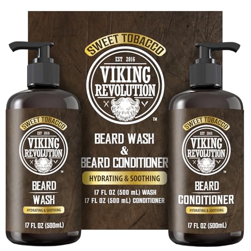 Viking Revolution Beard Wash & Conditioner Set - Sweet Tobacco 17 oz | Pack of 2