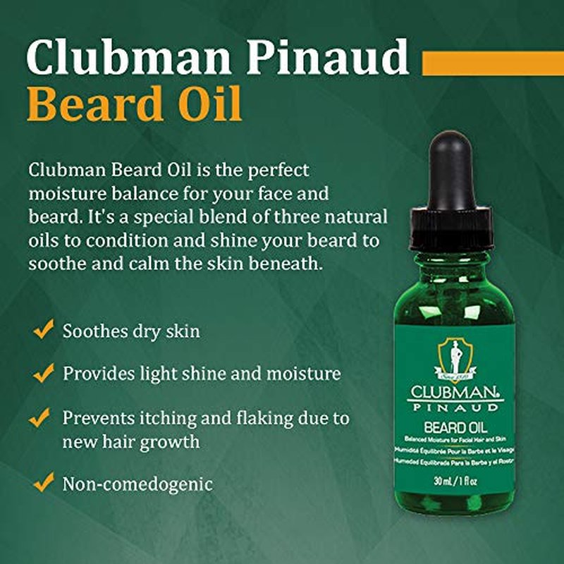 Clubman Pinaud Beard Oil for Men ? Nourishing & Hydrating Beard Oil, Balanced Moisture for Facial Hair and Skin, 1 fl oz, 2 Pack