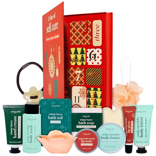 SpaLife Holiday 12-Day Beauty Advent Calendar ? Travel-Friendly Skincare ? Gift Set ? 12 Days of Self-Care Spa Set ? Body Care Skin Care ? SpaLife Holiday Stocking Stuffer
