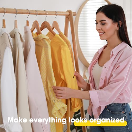 80 Pack Wooden Clothes Hangers - Natural Finish with Pant Bar & Notches, Heavy Duty & 360° Rotatable Hook