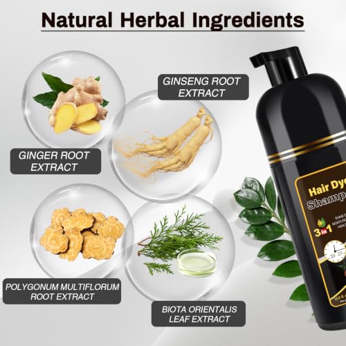 Chestnut Brown Hair Dye Shampoo for Gray Coverage - Easy Application