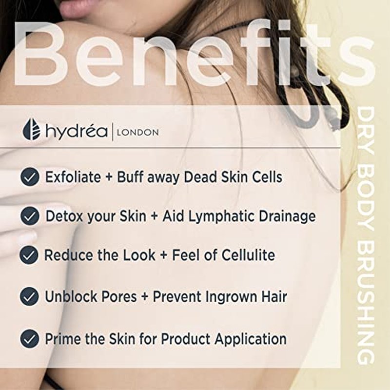 Hydr?a London Round Natural Body Brush with Mane/Cactus Bristle for Dry Brushing to Exfoliate, Remove Dead Skin, Cellulite and Aid Lymphatic Drainage.