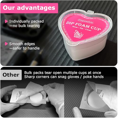 Heart-Shaped Tattoo Dip Foam Cups - 48 Pack, Professional Ink Rinsing & Blotting Supplies