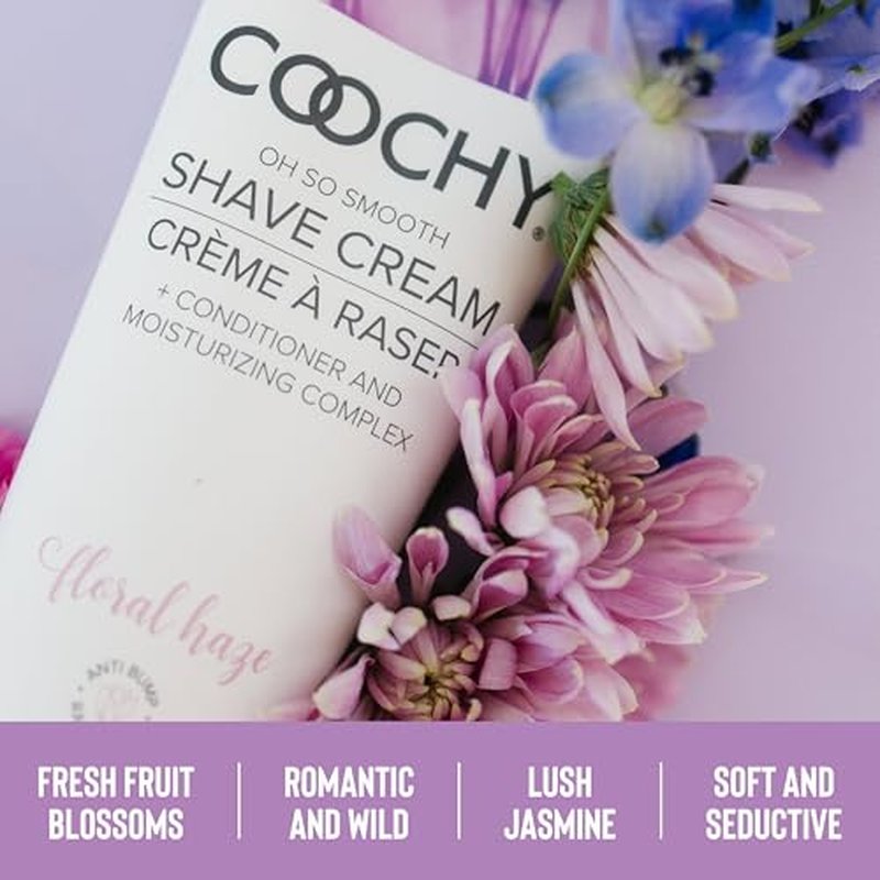 Coochy Shave Cream - Moisturizing Shave Lotion - Gentle Intimate Shaving Cream - For Bikini Area, Underarms, Legs & More - Rash-Free, Hydrating Formula - Floral Haze, 3.4 oz