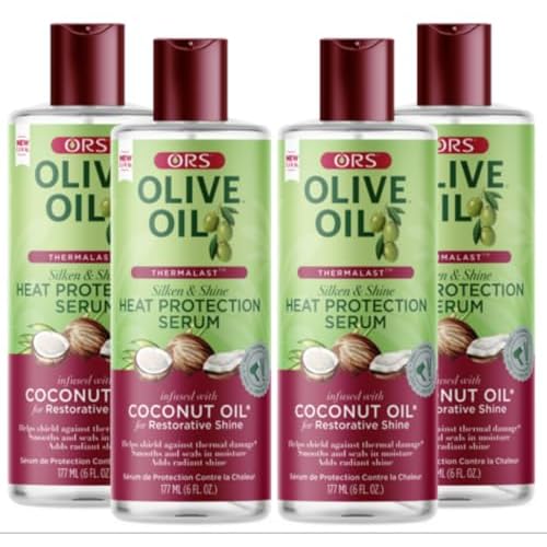 ORS Olive Oil Heat Protection Hair Serum infused with Coconut Oil for Restorative Shine 6.0 Ounces (Pack of 4)
