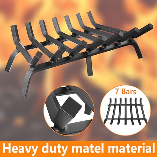 30-Inch Fireplace Grate Solid Steel Heavy Duty Log Holder for Indoor & Outdoor Fires