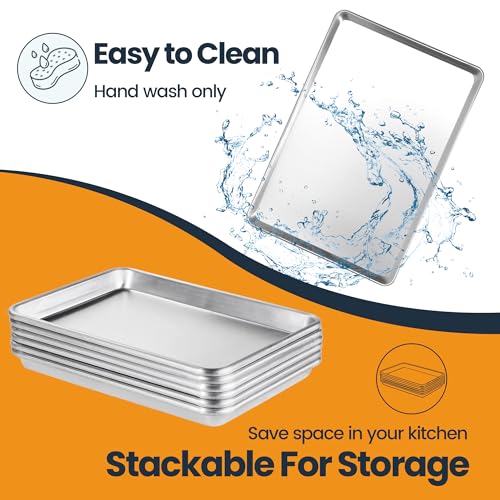 12 Pack Half Size Aluminum Baking Sheet Pans - 18x13 Inch, Non-Stick, Oven Safe