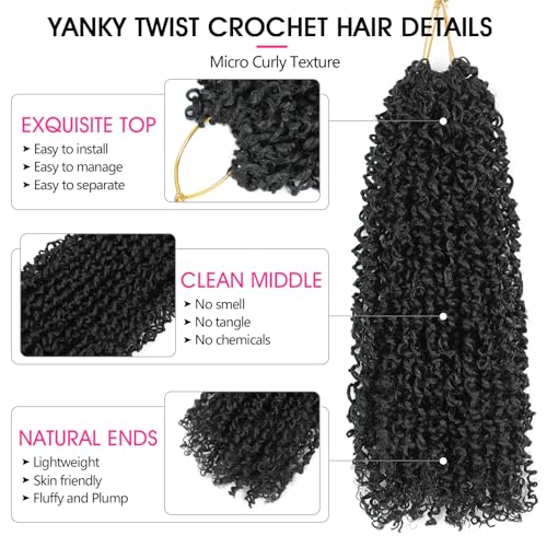 Pre-Looped Yanky Twist Crochet Hair 14in 8-Pack for Natural Protective Styles