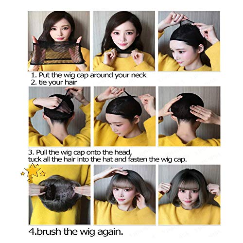 Long Synthetic Hair Wig for Women - 23 Inch Black Brown Straight Cosplay & Party Wig with Bangs - Adjustable Fit