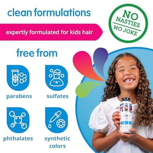 SoCozy Kids 3-in-1 Shampoo, Conditioner & Body Wash - All in 1 Shower & Bath Shampoo, Conditioner & Soap Combo - Cleanses & Moisturizes w/ No Parabens, Sulfates, Synthetic Colors or Dyes (10.5 fl oz)