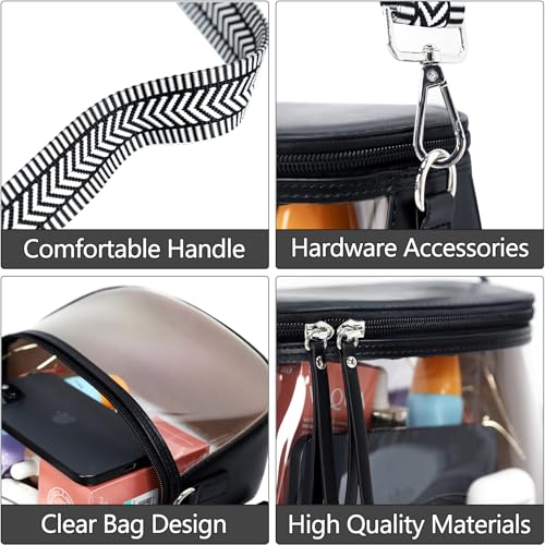 Transparent Waterproof Crossbody Bag for Women - Black Cosmetic & Toiletry Organizer