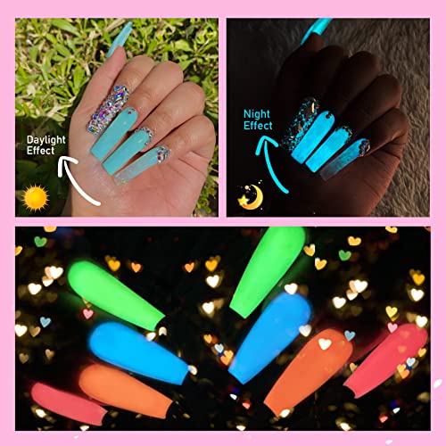 Glow In The Dark Gel Nail Polish Set - 12 Neon Colors, Long-Lasting & UV Reactive