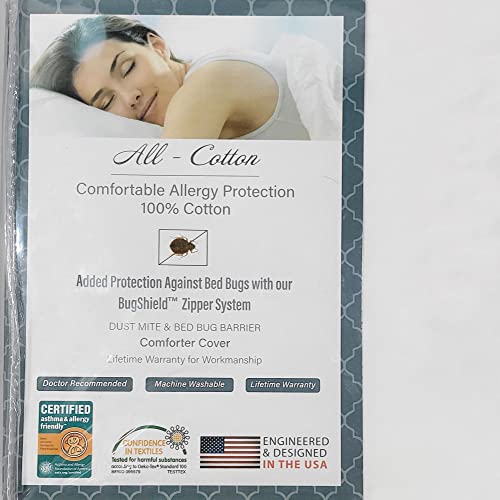 Jumbo King Cotton Duvet Cover Protector 110x96 Oversized White - Hypoallergenic, Breathable, Machine Washable