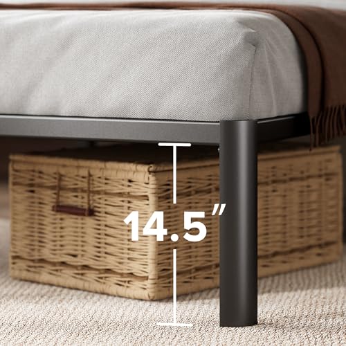 Full Metal Platform Bed Frame - 16 Inch Modern Steel Slat Support No Box Spring Black Variation of THIS listing