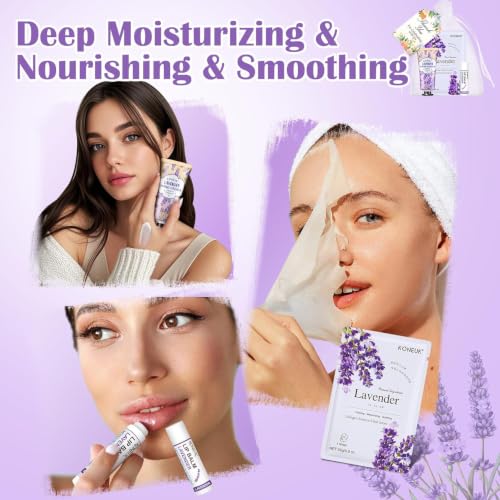 KONEUK 60 Pack Bulk Facial Mask, Lip Balm & Hand Cream Gift Sets for Parties & Weddings