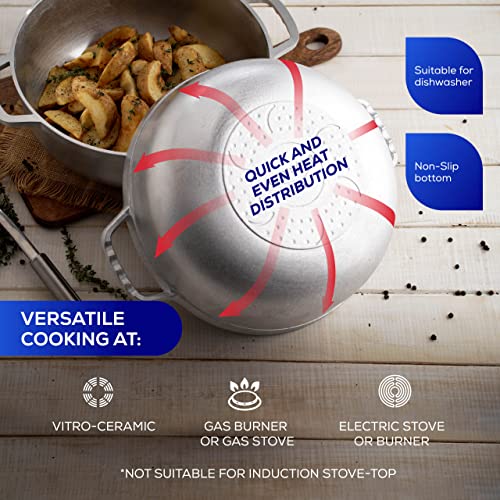 Universal 11.6 QT Cast Aluminum Caldero Pot with Lid - Large Batch Rice & Stew Cooker