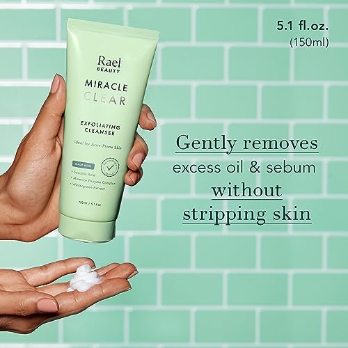 Rael Miracle Bundle - Invisible Spot Cover (96 Count), Exfoliating Cleanser (5.1 oz), Clarifying Toner (5.1 oz), Barrier Cream (1.8 fl. oz)