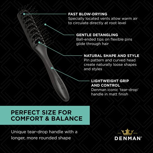 Denman Jack Dean D200 Flexible Vent Hair Brush for Blow Drying - Black, 1 Pack