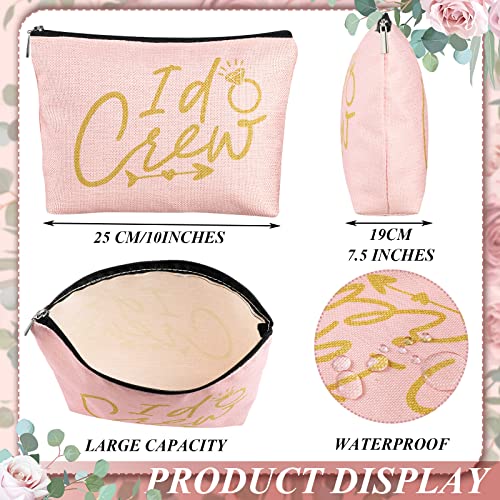 Sadnyy 11 Pcs Bridesmaid Makeup Bags Set - White & Pink I Do Crew Bride Team