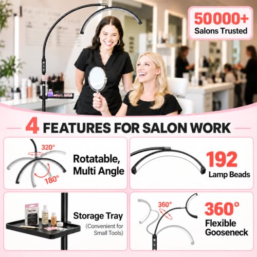 Half Moon Lash Light Ring LED Lamp with Tray - 6500K Adjustable Dimmable
