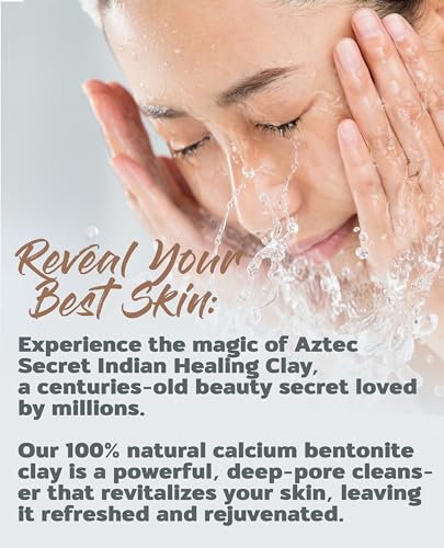 Aztec Secret Indian Clay Mask Kit 1lb - Deep Pore Cleansing, Face Hair & Body Detox